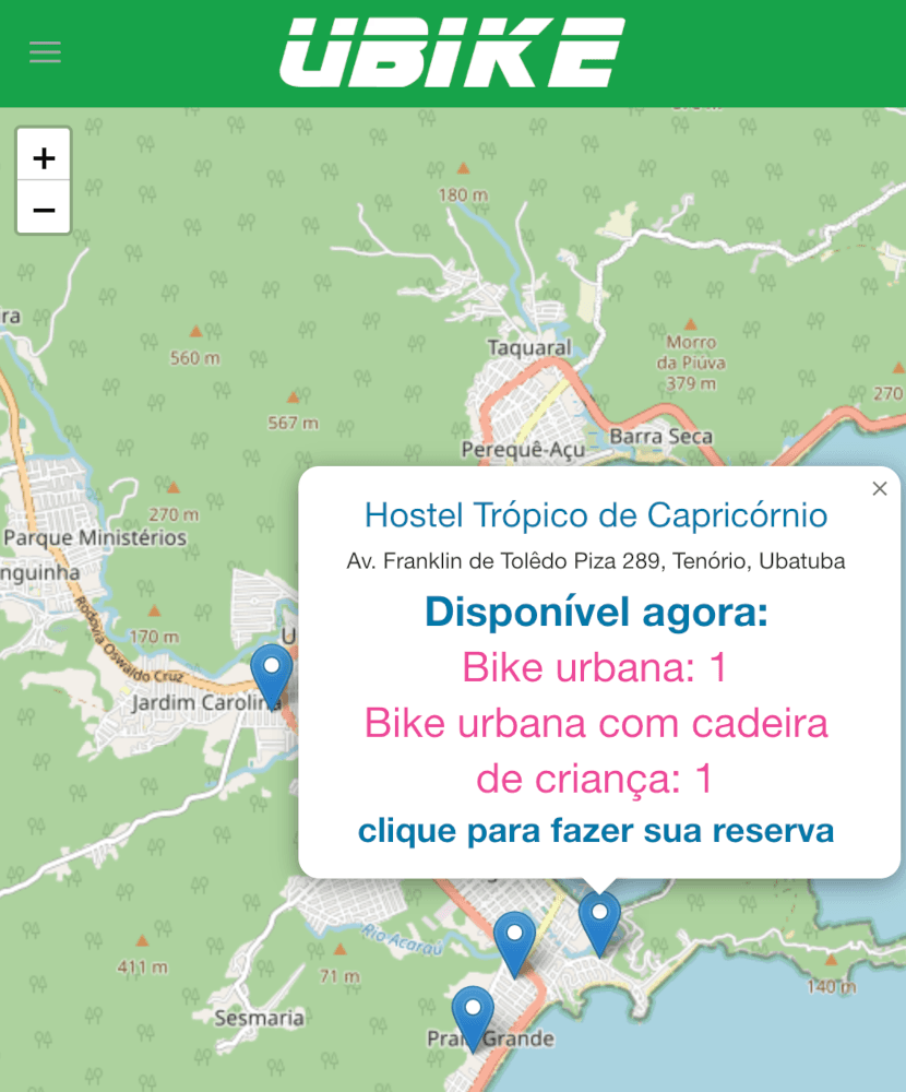 Mapa com janela do marker aberta